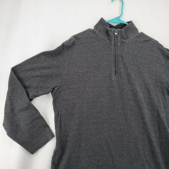 CHAPS Sweater Men's 1/4 Zip Long Sleeve High Neck Pullover Gray Medium - Picture 5 of 12